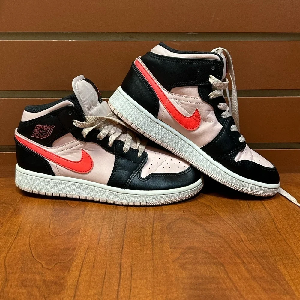 Nike Air Jordan Mid Black and Pink with Red Swoosh